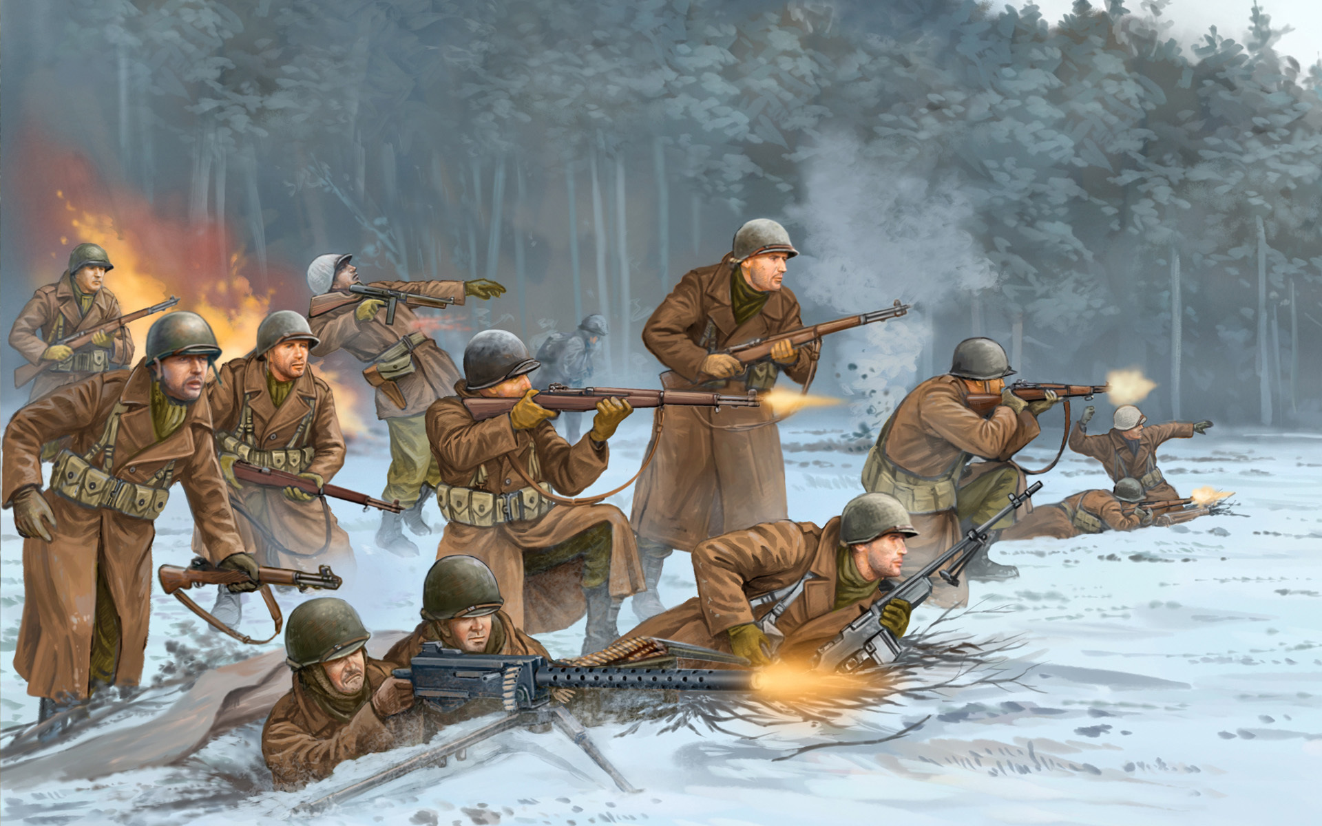 Airborne 101st Military Wallpaper - Ww2 Art Usa , HD Wallpaper & Backgrounds