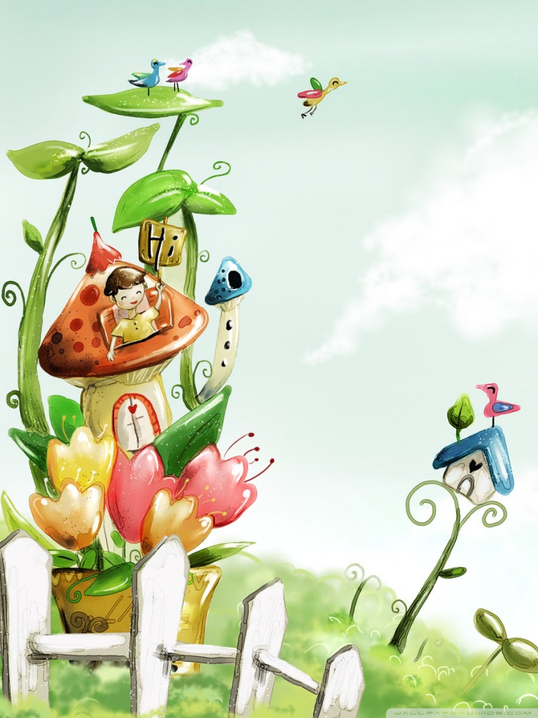 Ipad 1/2/mini - Cute Mushroom Cartoon Background , HD Wallpaper & Backgrounds