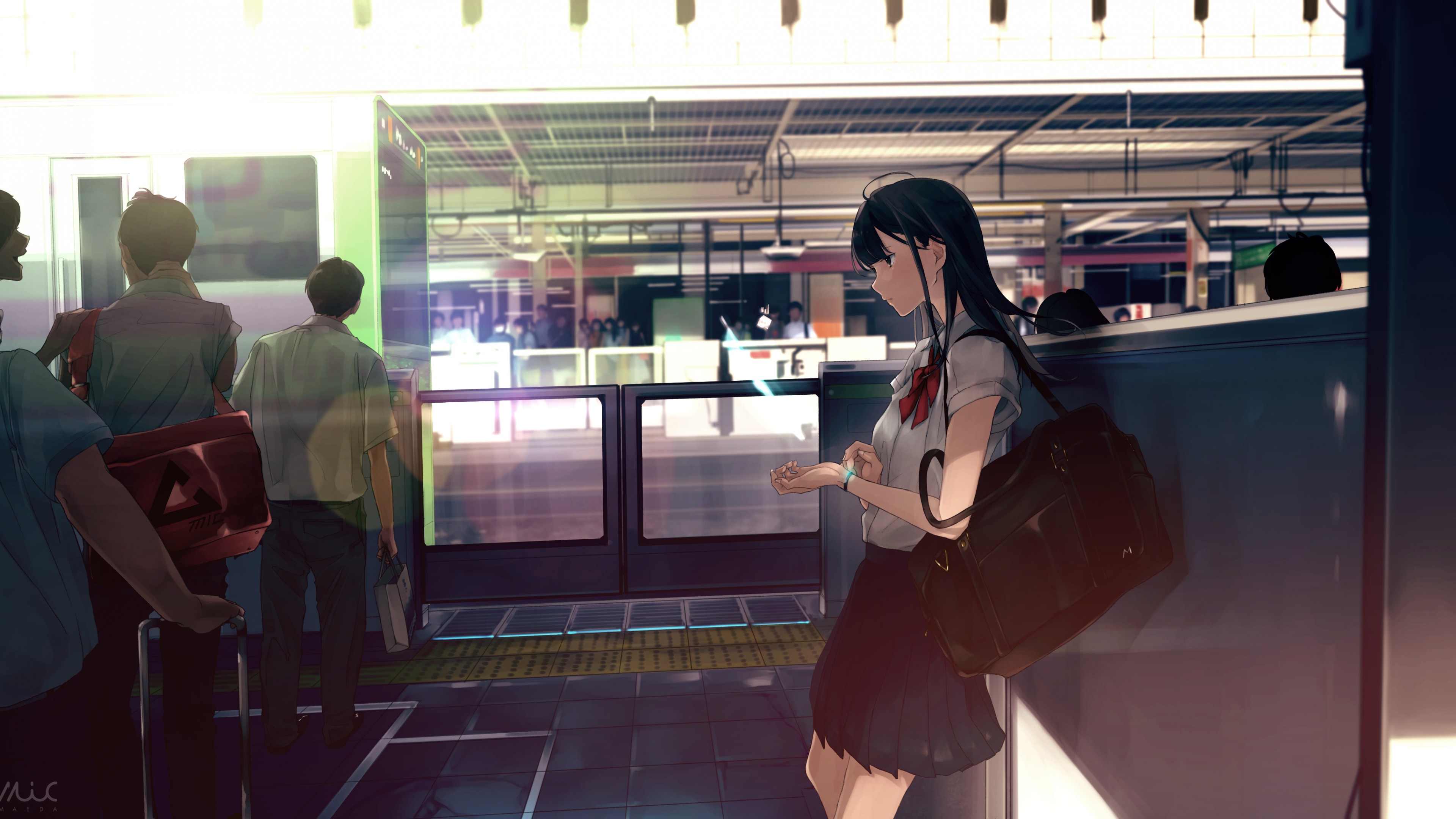 2k - Anime Girl At Airport , HD Wallpaper & Backgrounds