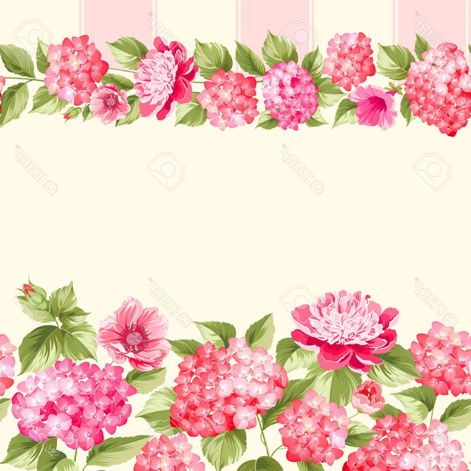 Photostock Vector Pink Flower Border With Tile Elegant - Rose Flower Border Pink , HD Wallpaper & Backgrounds