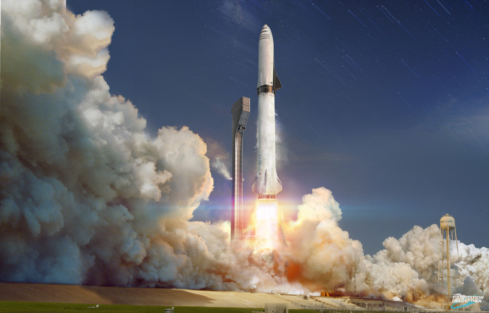 Bfr Launch 02 - Spacex Bfr Launch , HD Wallpaper & Backgrounds