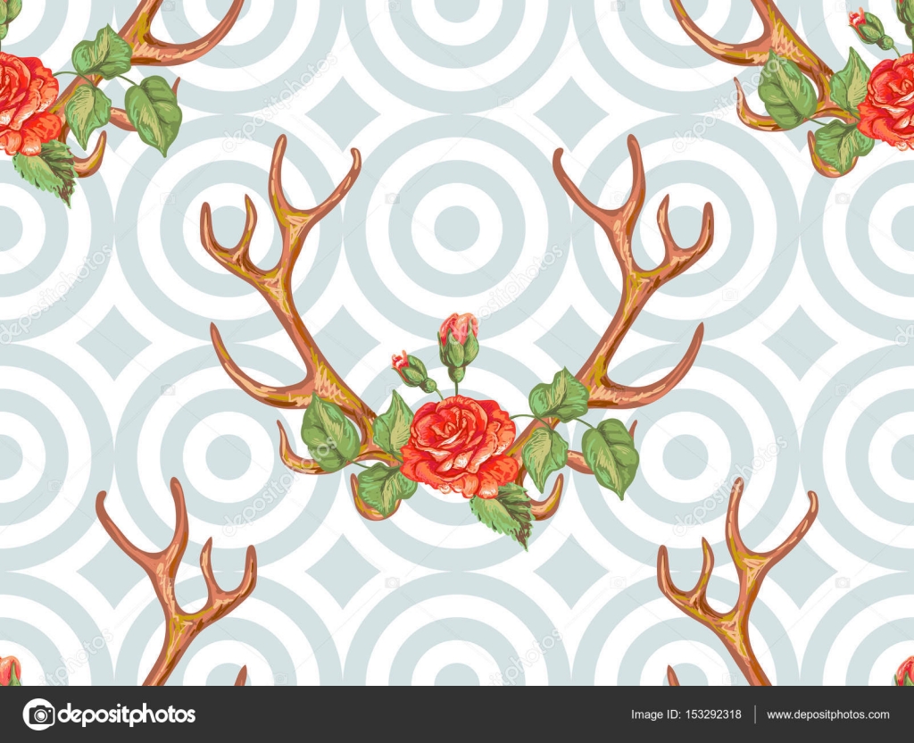Seamless Summer Boho Tribal Fashion Pattern With Decorative - Antler , HD Wallpaper & Backgrounds
