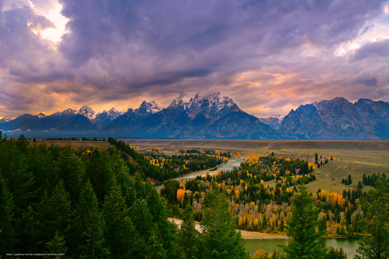 Classic View Of The Tetons From Snake River - Grand Teton National Park, Snake River Overlook , HD Wallpaper & Backgrounds