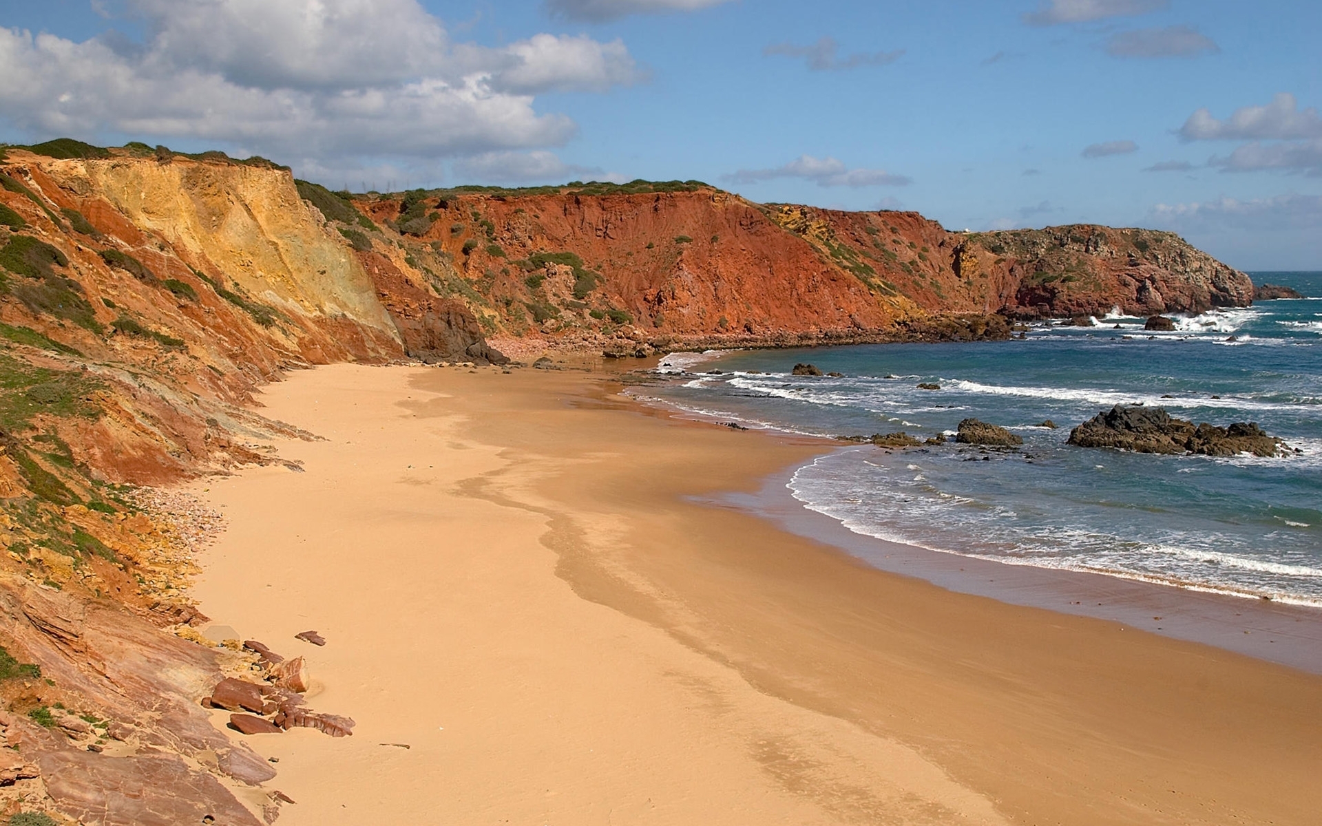 Ocean Cliff Sandy Beach Sky Wallpapers And Stock Photos - Sandy Beach Cliff , HD Wallpaper & Backgrounds