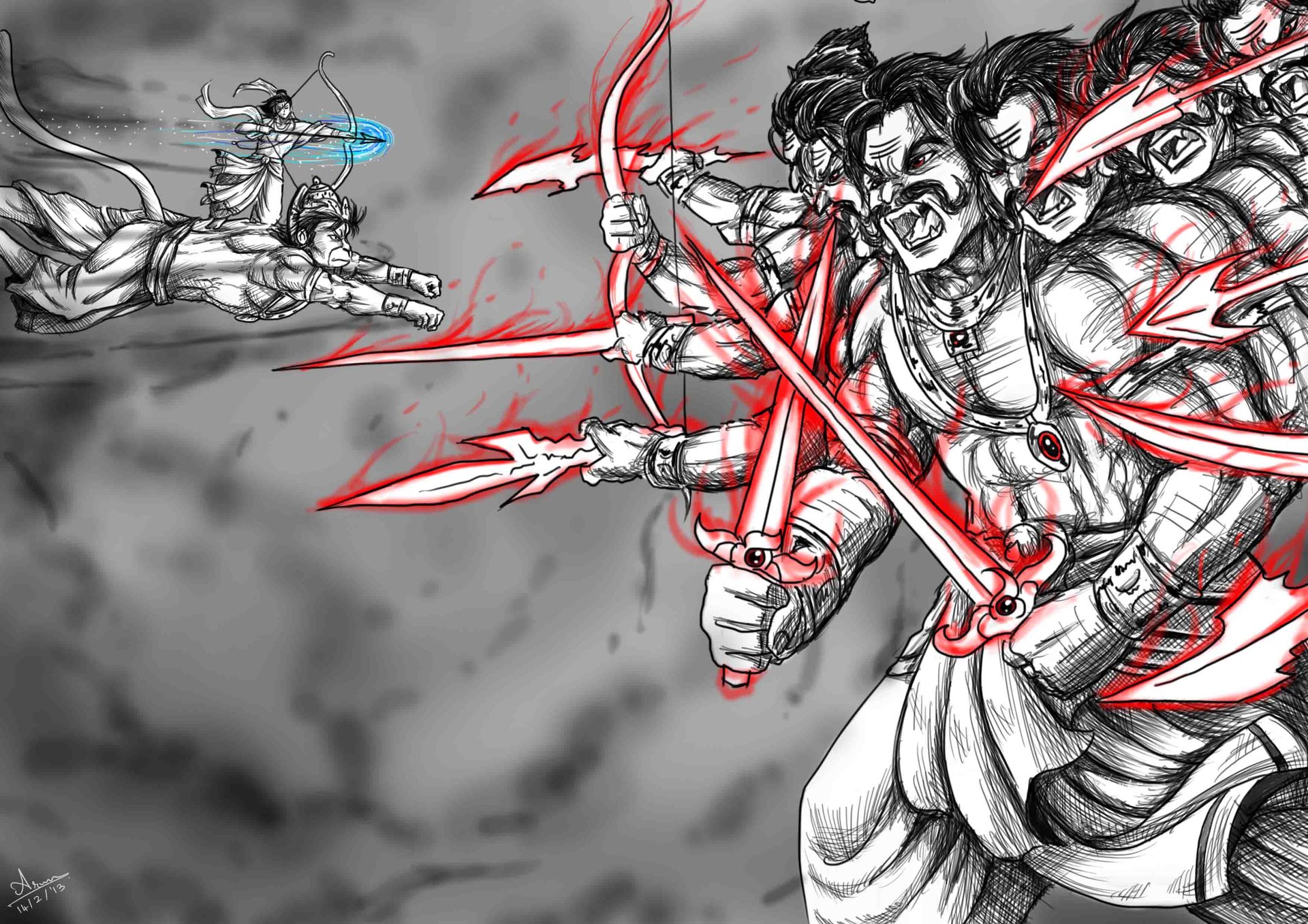 Ravana Clipart Coloring Page - Anime Ravana The Demon King , HD Wallpaper & Backgrounds