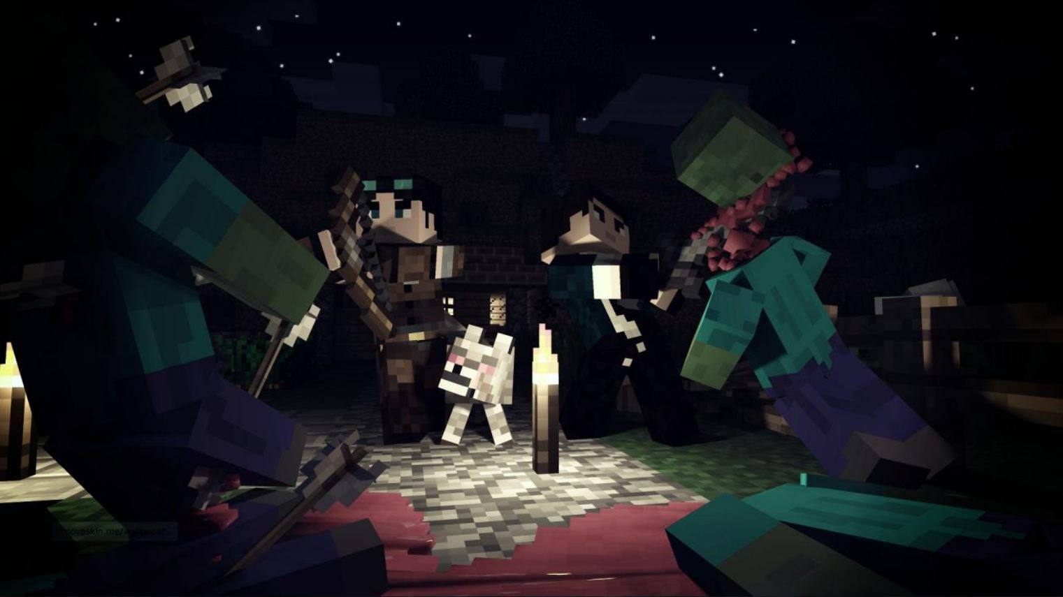Combat Entre Joueurs Et Monstres Wallpaper Minecraft - Minecraft Epic Fight , HD Wallpaper & Backgrounds