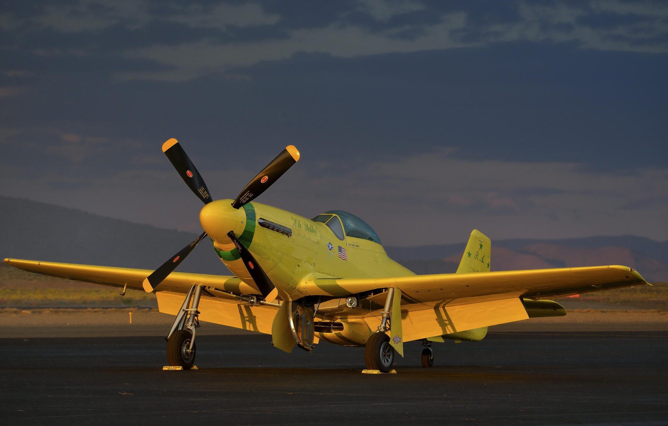 Photo Wallpaper Yellow, The Plane, Mustang, Fighter, - P 51d Ole Yeller , HD Wallpaper & Backgrounds