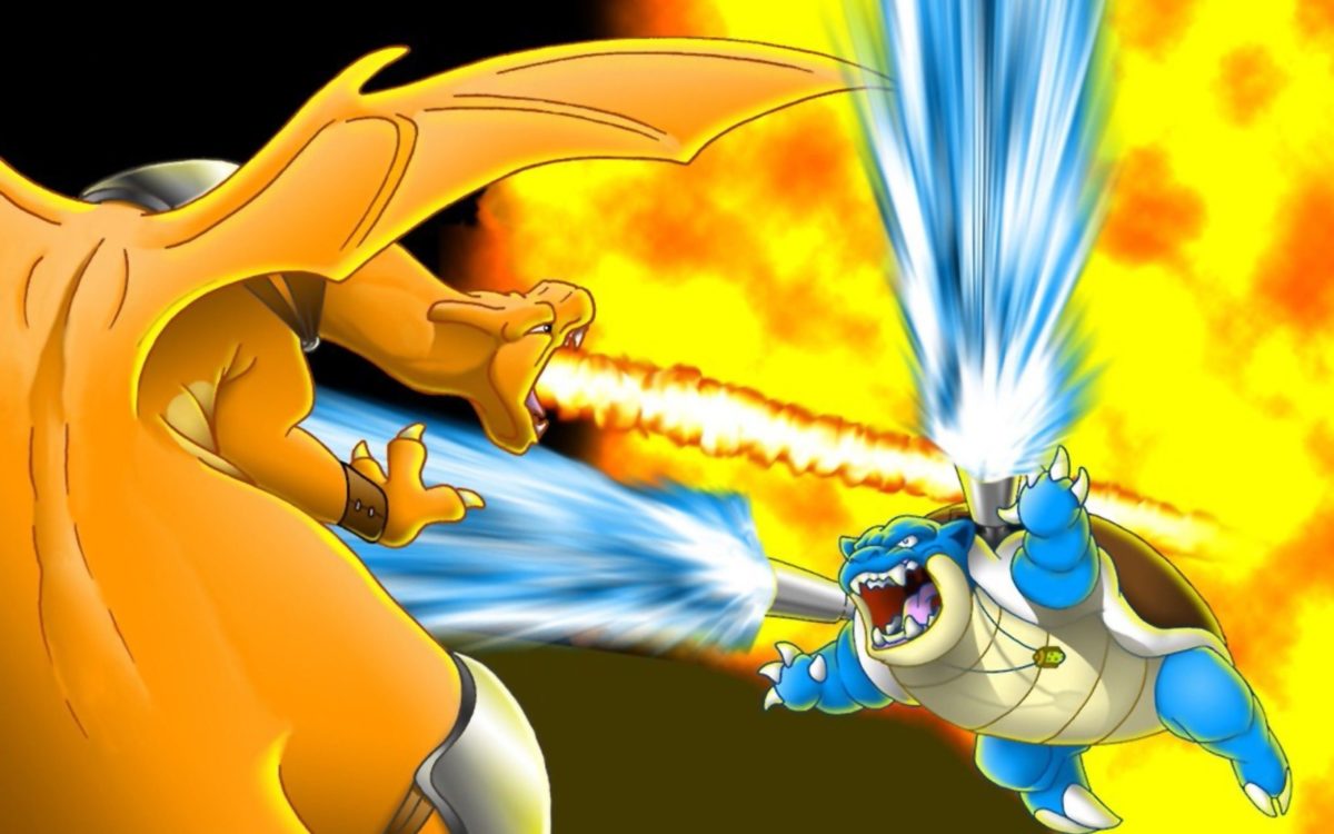 Charizard And Blastoise Fighting , HD Wallpaper & Backgrounds