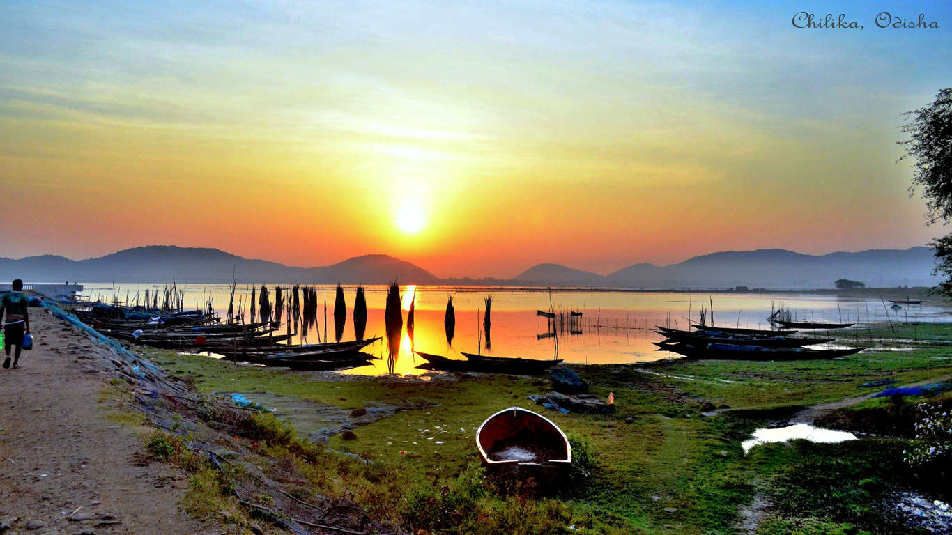 Sunrise Chilika Lake At Rambha, Odisha, India - Beautiful Places In Bhubaneswar , HD Wallpaper & Backgrounds