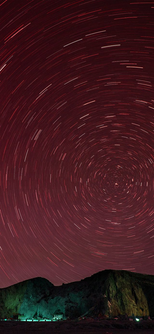 Sky Star Round Night Red Dark Nature Mountain Iphone - Burgundy Wallpaper Iphone X , HD Wallpaper & Backgrounds