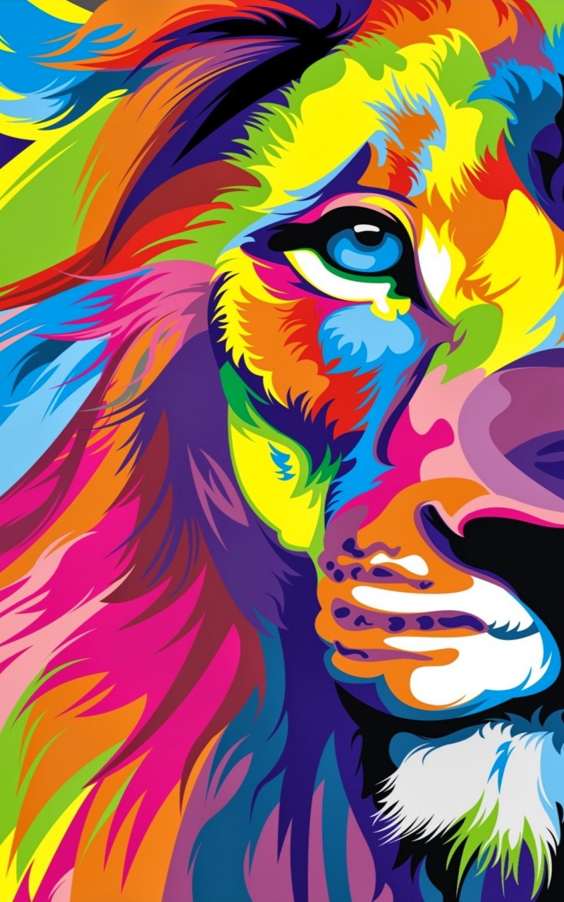King Of Beasts Paintings - Iphone Colourful Wallpaper Hd , HD Wallpaper & Backgrounds