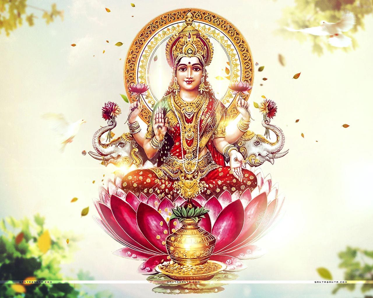 Goddess Laxmi Hd Wallpaper Download - Lakshmi Diwali , HD Wallpaper & Backgrounds