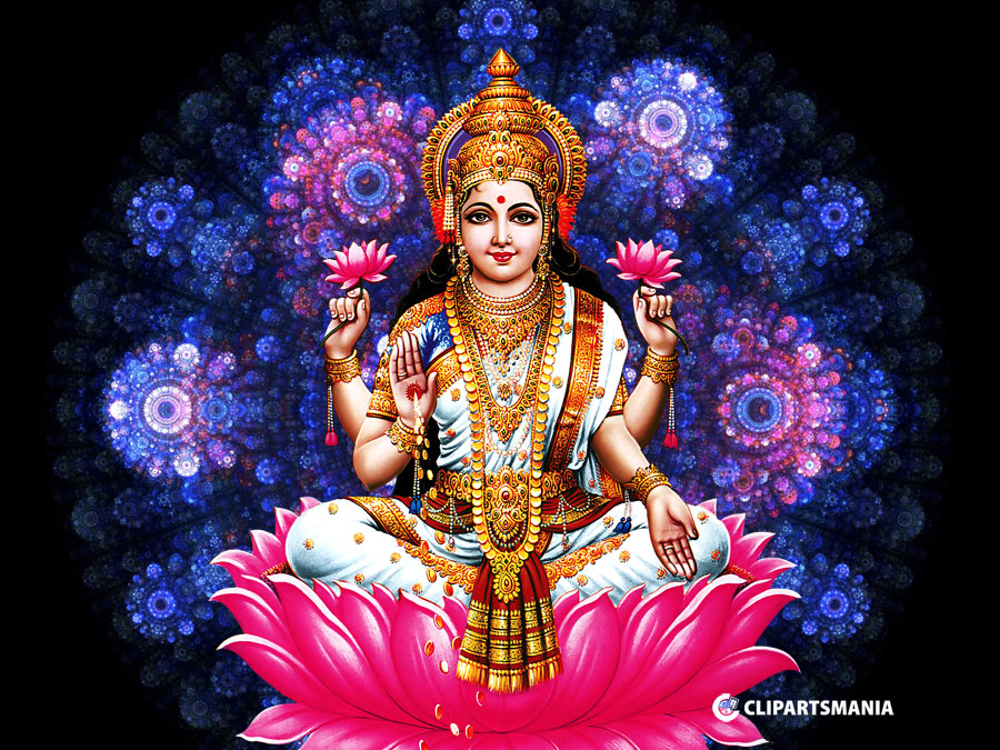 Download Wallpaper Sizes - Goddess Lakshmi Sitting On Lotus , HD Wallpaper & Backgrounds