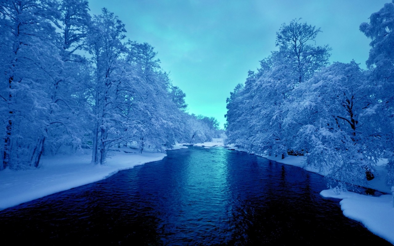 Deep Blue River White Trees Wallpapers And Stock Photos - Blue And White Twitter Header , HD Wallpaper & Backgrounds