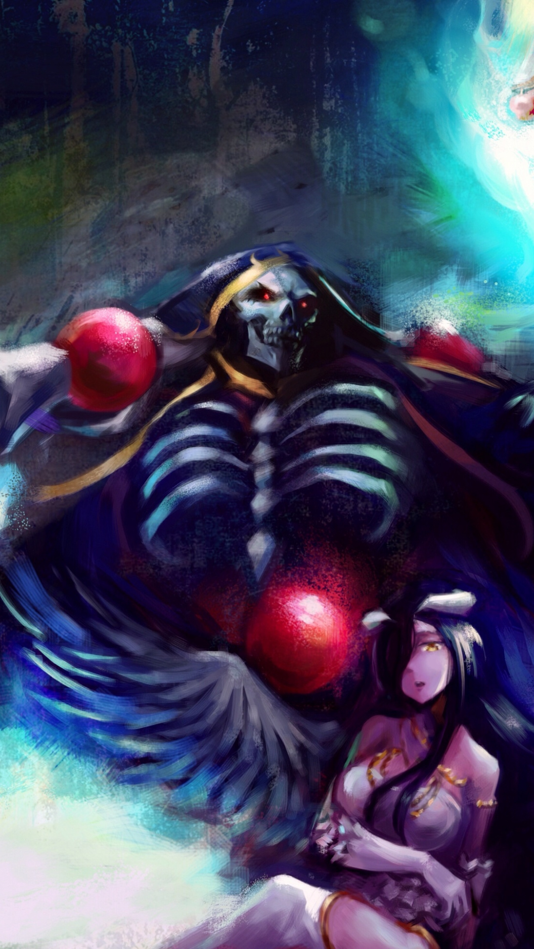 Downaload Overlord, Anime, Artwork Wallpaper, 1080x1920, - Ainz And Albedo Fanart , HD Wallpaper & Backgrounds