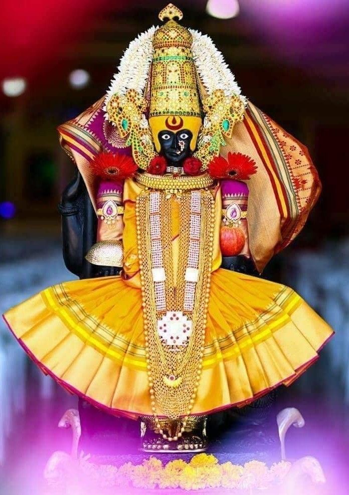 Mahalaxmi Mata, Kolhapur, Maharashtra, India - Kolhapur Mahalaxmi In Yellow Saree , HD Wallpaper & Backgrounds