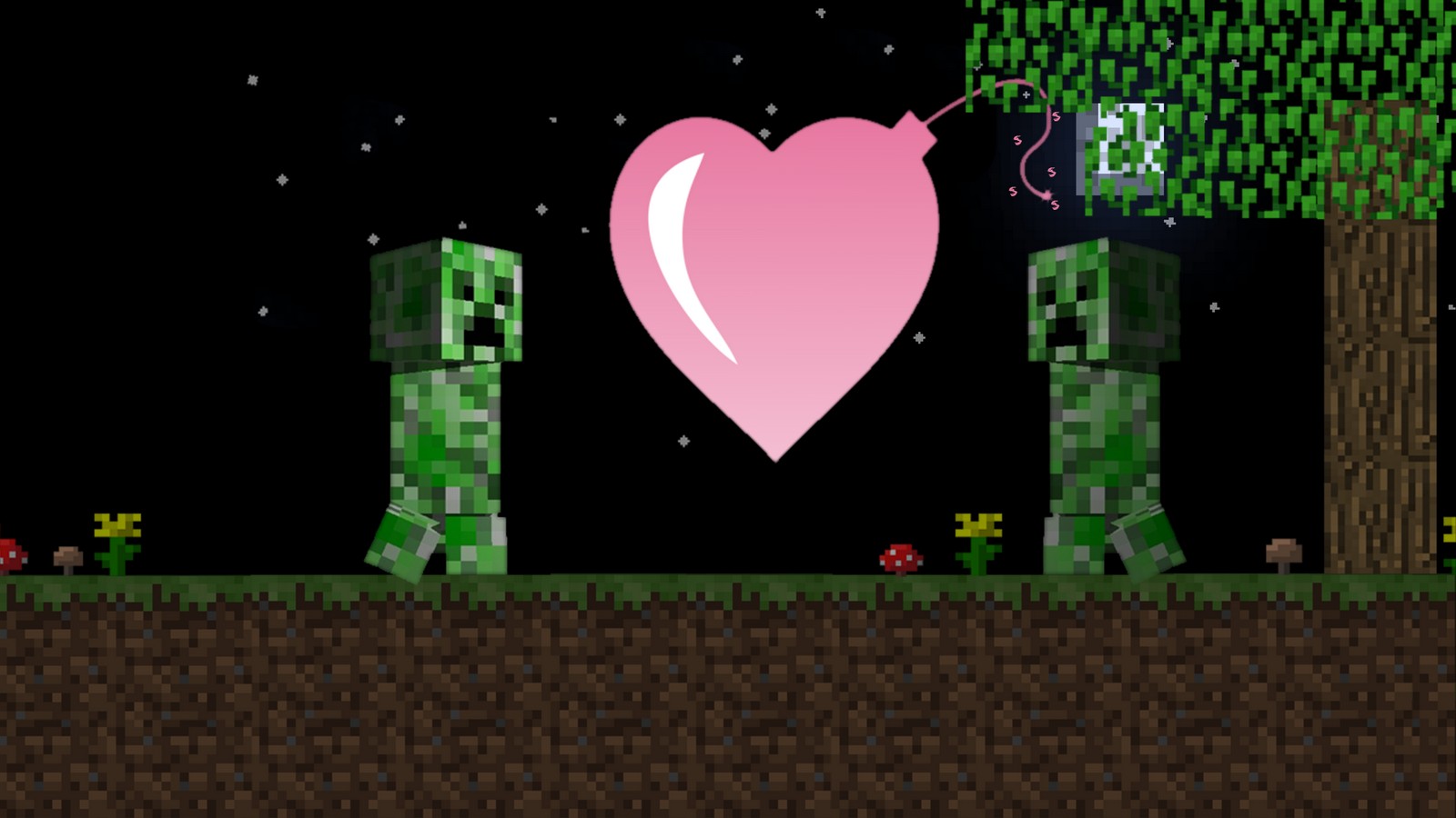 Minecraft Creeper Love Wallpaper Widescreen - Minecraft Love , HD Wallpaper & Backgrounds