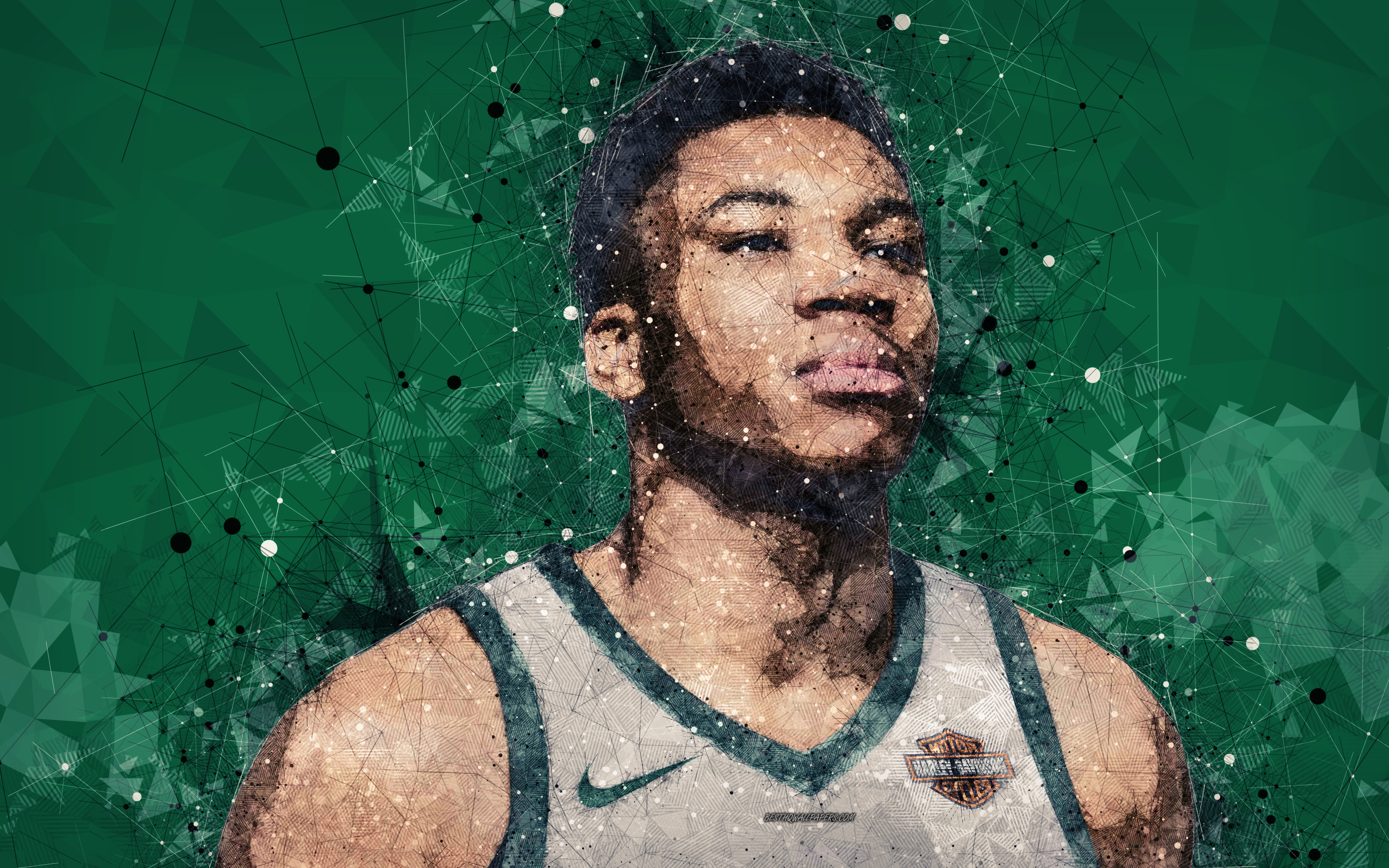 Giannis Antetokounmpo, 4k, Face, Geometric Art, Creative , HD Wallpaper & Backgrounds