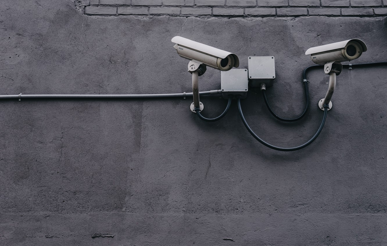 Photo Wallpaper The City, Wall, Street, Cables, Minimalism, - Security Cameras , HD Wallpaper & Backgrounds