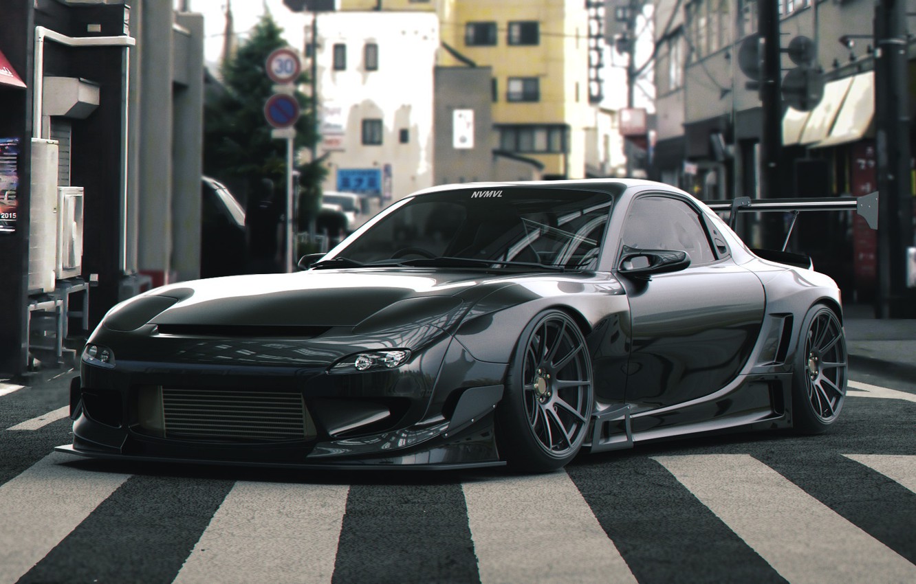 Photo Wallpaper Auto Black Machine Street Mazda Pandem Rx7 Hd Wallpaper Backgrounds Download