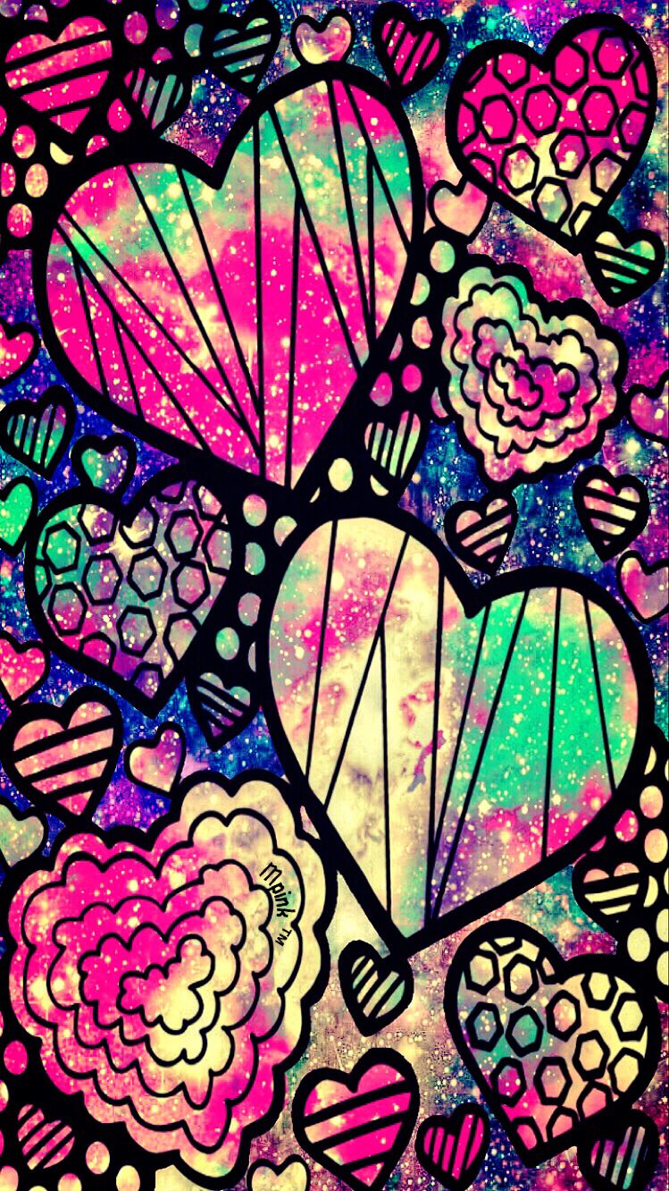 Funky Heart Galaxy Wallpaper - Funky Hearts , HD Wallpaper & Backgrounds