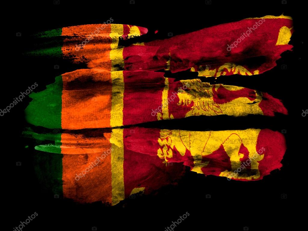 Sri Lanka Flag Painted On Black Textured Paper With - Black Sri Lanka Flag , HD Wallpaper & Backgrounds