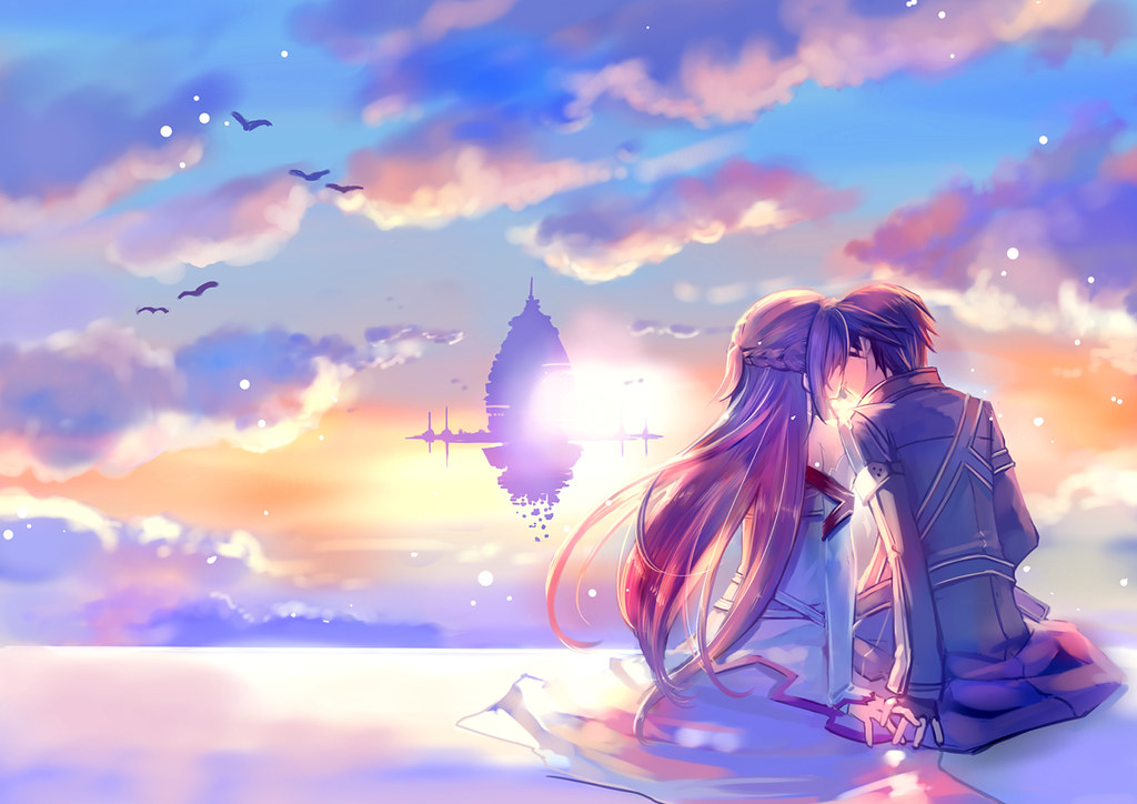 Kirito And Asuna Last Kiss - Sword Art Online , HD Wallpaper & Backgrounds