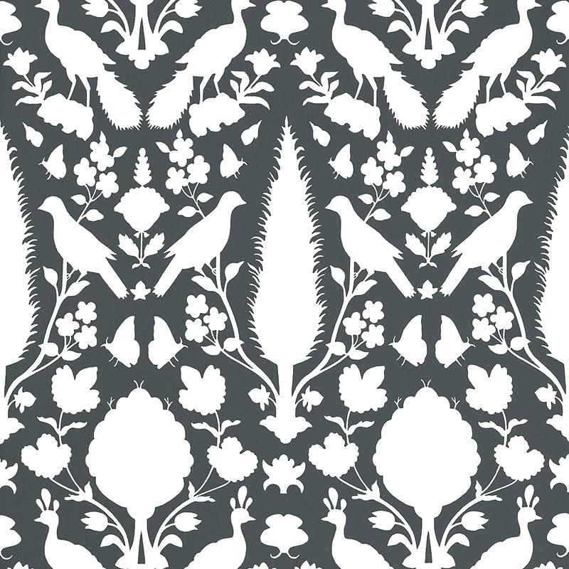 Bird Wallpaper Charcoal Wallpapers For X Black Schumacher - Schumacher Chenonceau Wallpaper Coral , HD Wallpaper & Backgrounds
