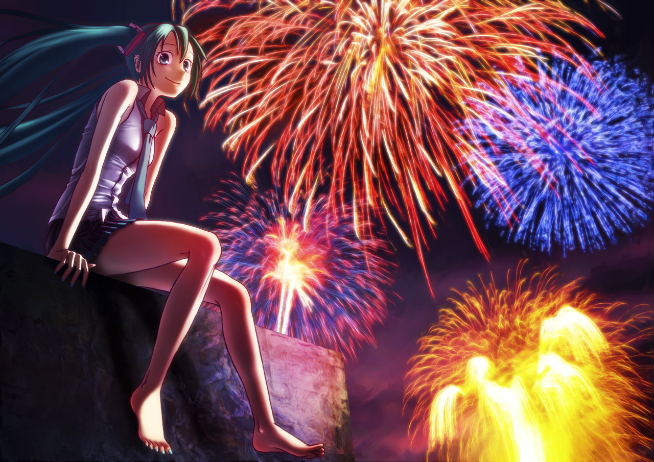 Happy New Year 2014 Firework Anime Wallpaper , HD Wallpaper & Backgrounds