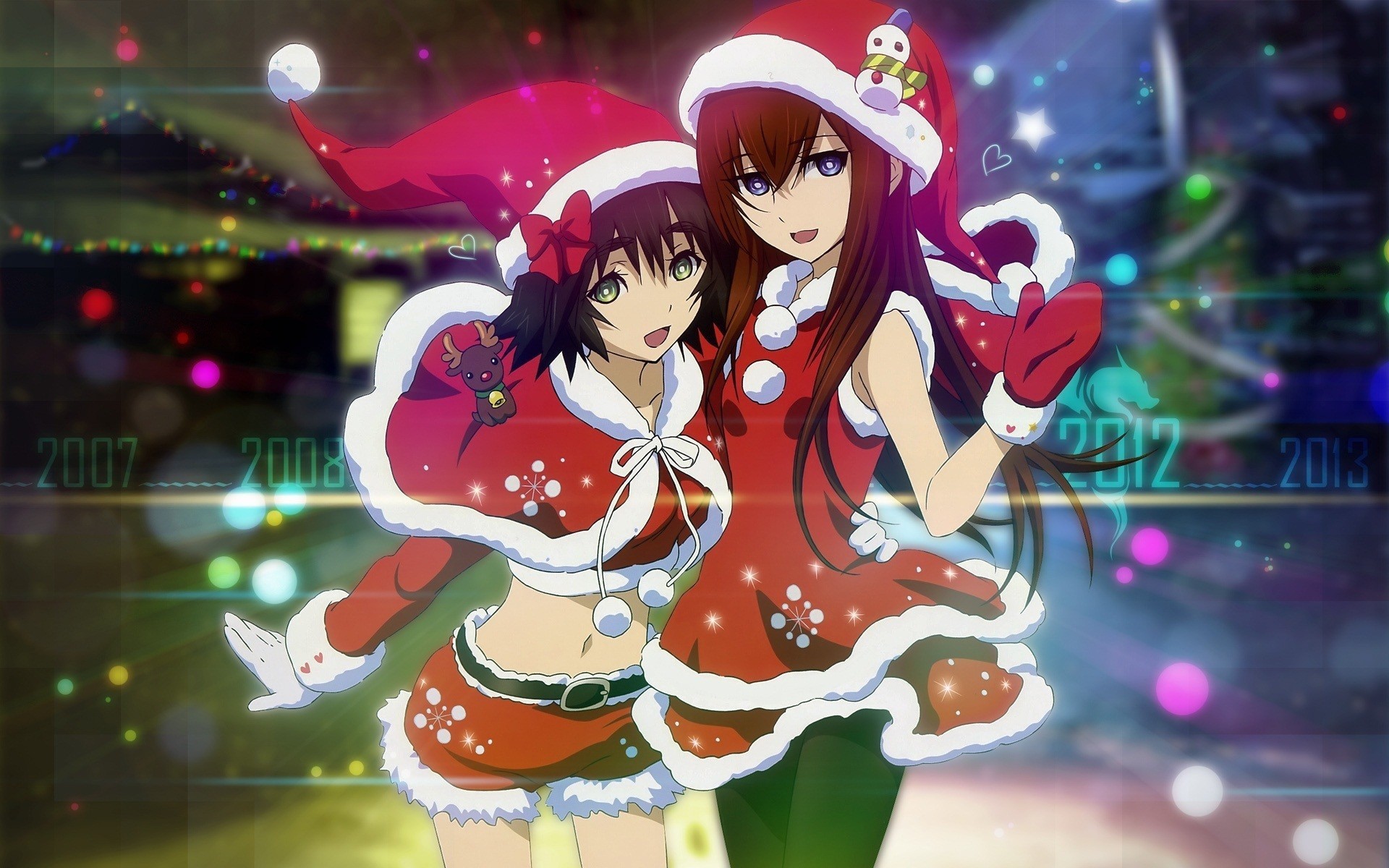 Download Mobile Wallpaper Holidays, Anime, Girls, New - Steins Gate Kurisu Christmas , HD Wallpaper & Backgrounds