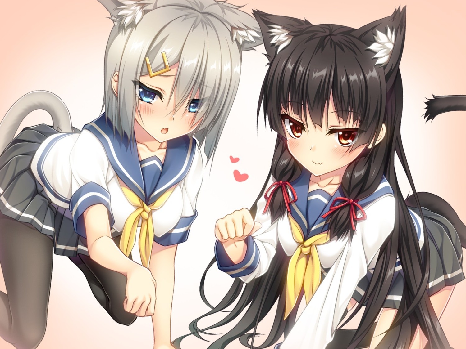 Anime, Nekomimi, School Uniform, Cat Girl, Kantai Collection, - Cat Girl School Girl , HD Wallpaper & Backgrounds