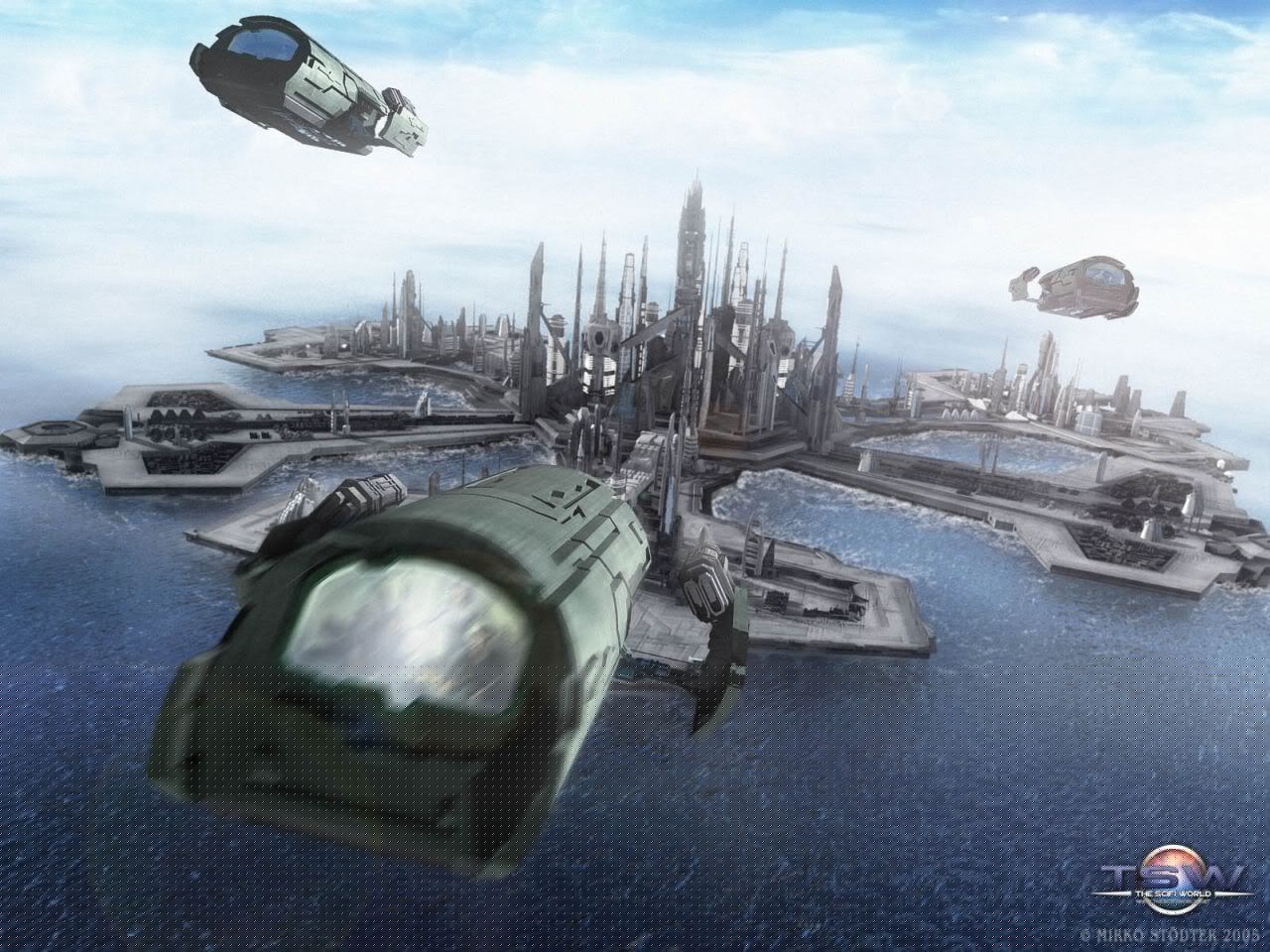 Stargate Atlantis Spaceship Wallpaper - Dark Age Of Technology Ship , HD Wallpaper & Backgrounds