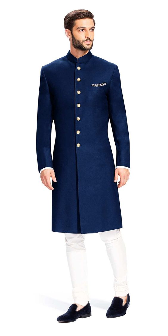 This Indo-persian Mix Style Of A Sherwani Is Very Popular - Blue Engagement Dress For Men , HD Wallpaper & Backgrounds