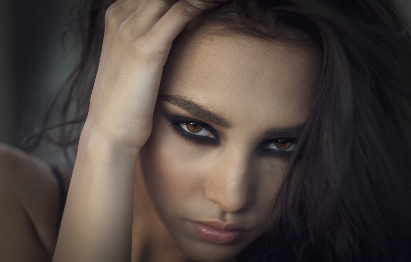 Photo Wallpaper Girl, Model, Brown Eyes, Photo, Lips, - Sensual Eyes , HD Wallpaper & Backgrounds
