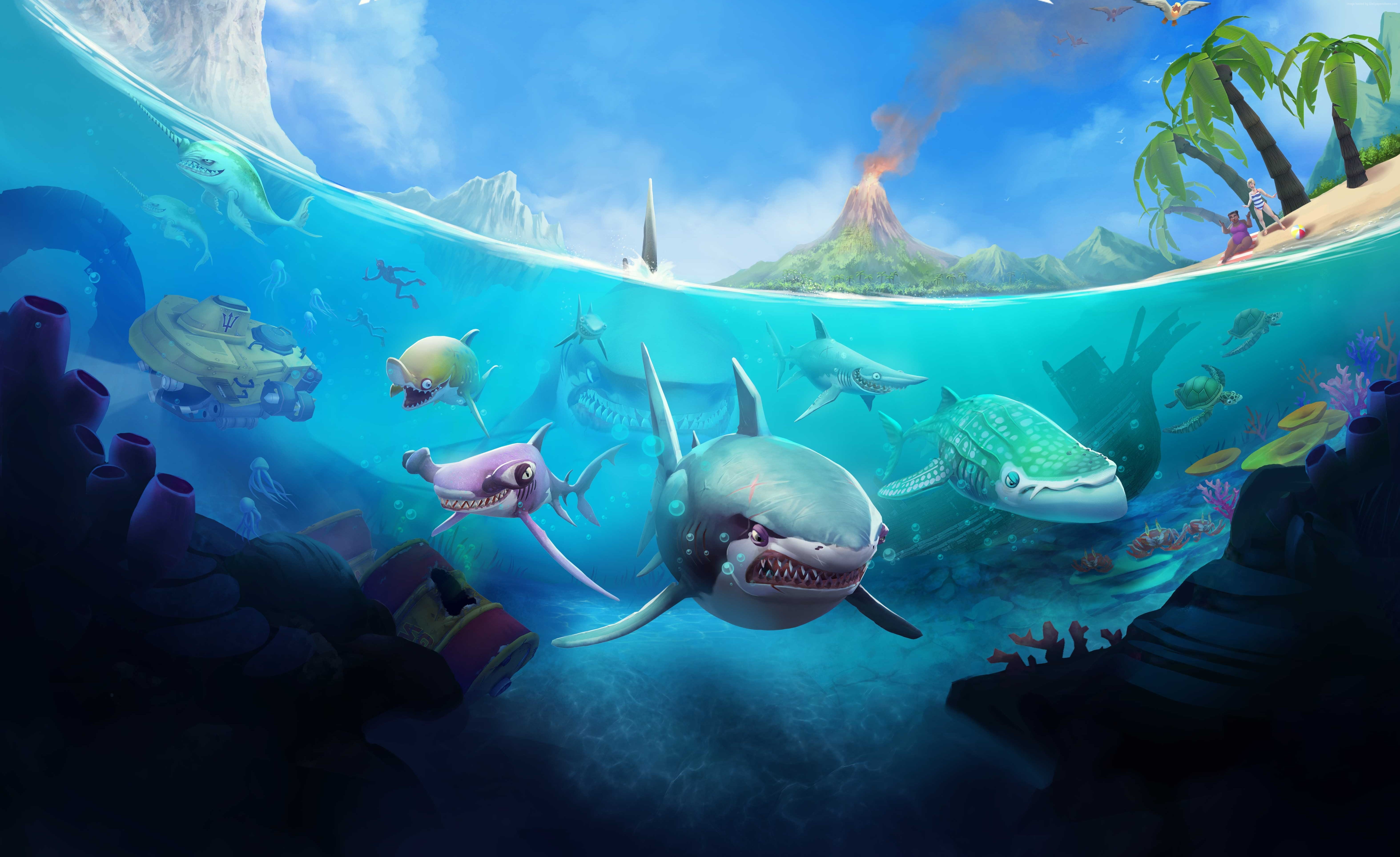 2k - Hungry Shark World , HD Wallpaper & Backgrounds