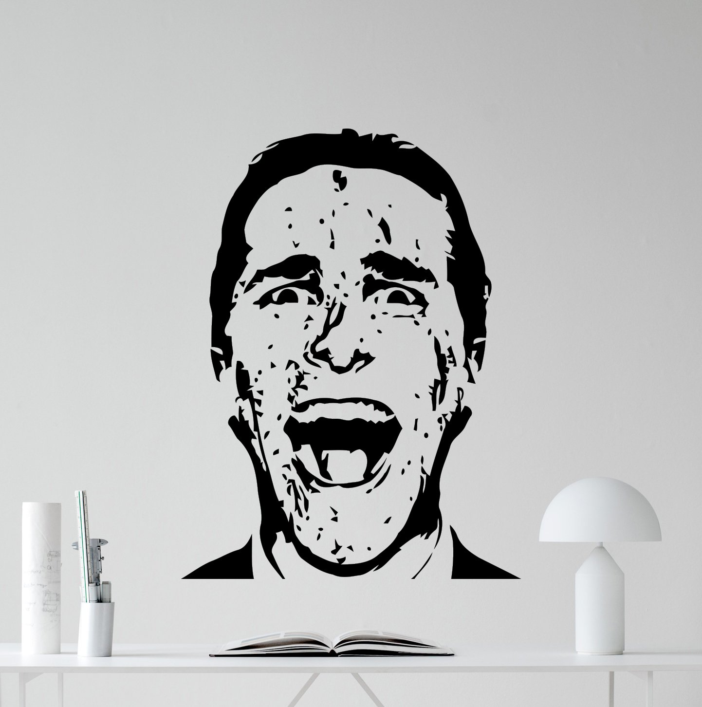 American Psycho Wall Decal Screaming Christian Bale - Stencil American Psycho , HD Wallpaper & Backgrounds