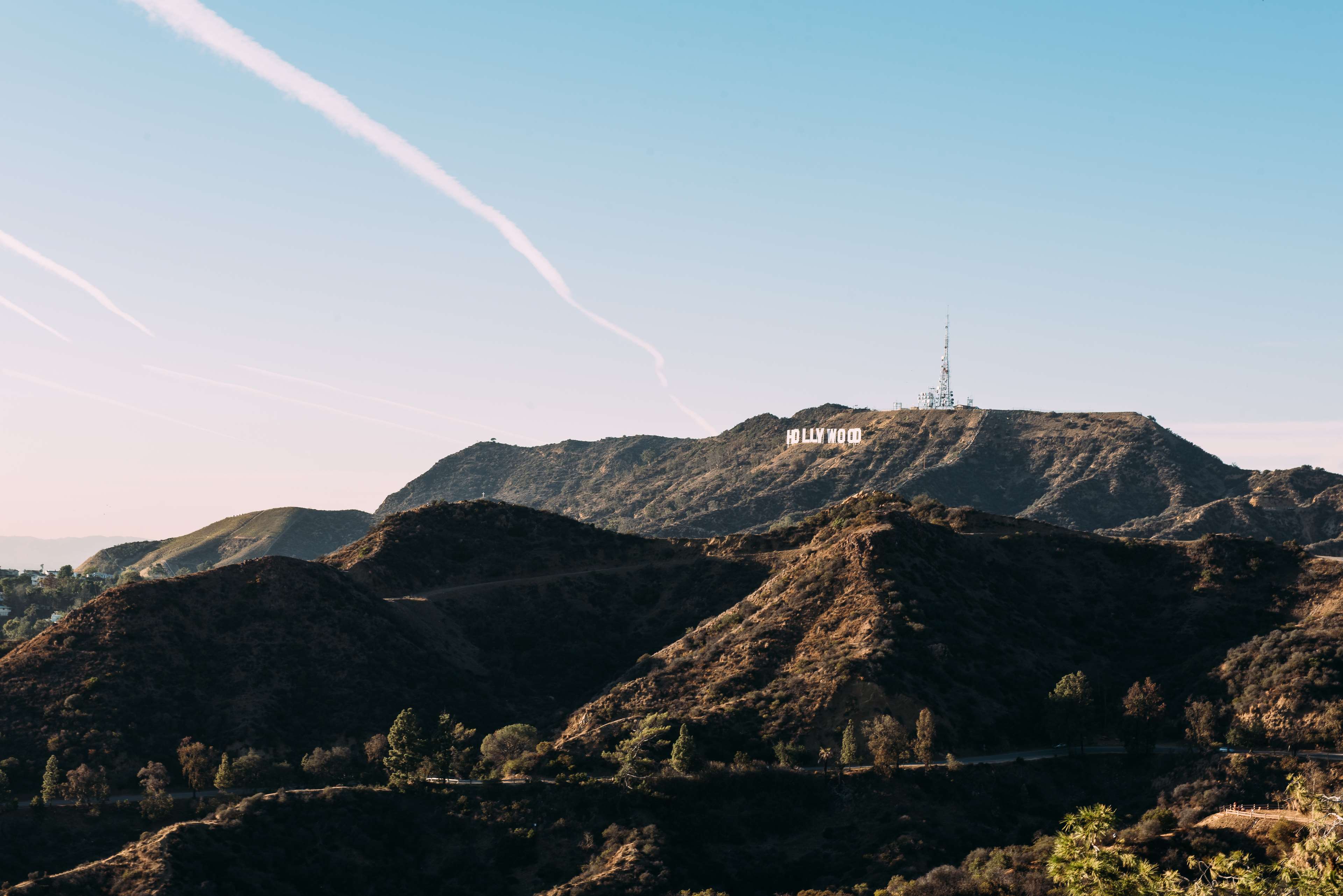 Blue Sky, Daylight, Hollywood, Landscape, Los Angeles, - Hollywood Sign , HD Wallpaper & Backgrounds