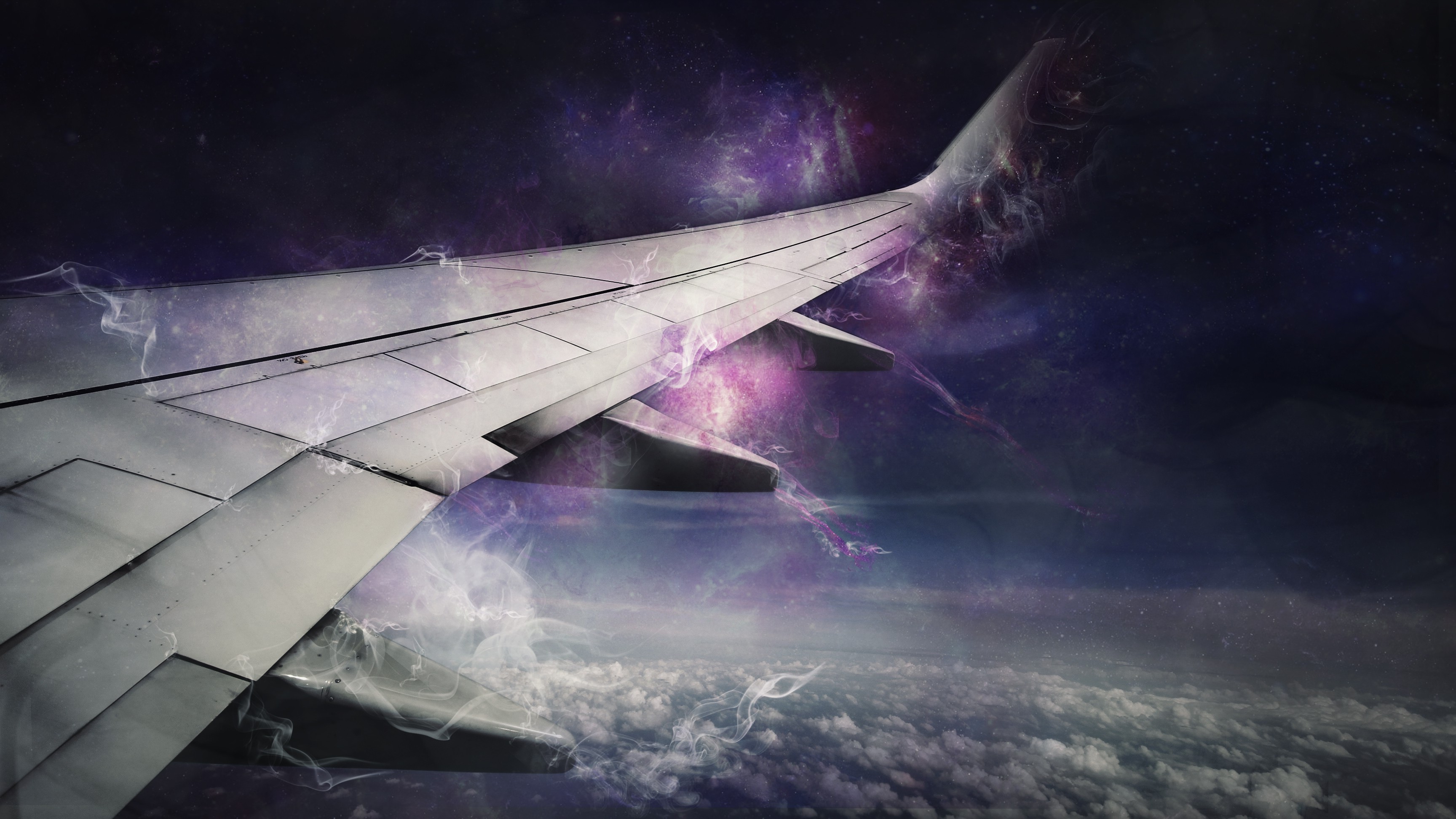 Galaxy, Sky, Airplane, Clouds - Airplane Galaxy Background , HD Wallpaper & Backgrounds
