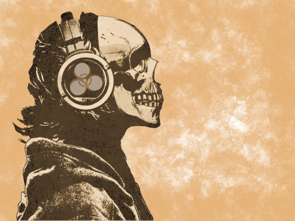 Soundcloud Backgrounds - Skull With Headphones , HD Wallpaper & Backgrounds