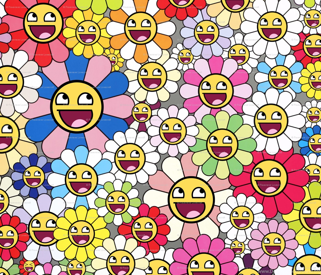 Takashi Murakami Inspired Happy Flowers Blossom Kaikai - Murakami Flower Wallpaper Hd , HD Wallpaper & Backgrounds