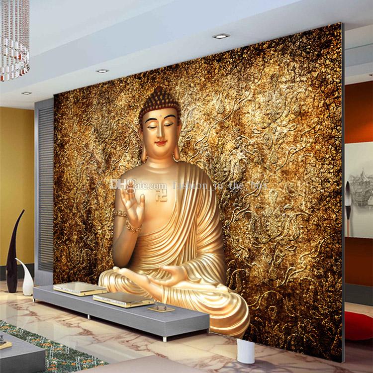 Golden Buddha Photo Wallpaper Buddhist Temple Wall - Buddha Wallpapers For Wall , HD Wallpaper & Backgrounds