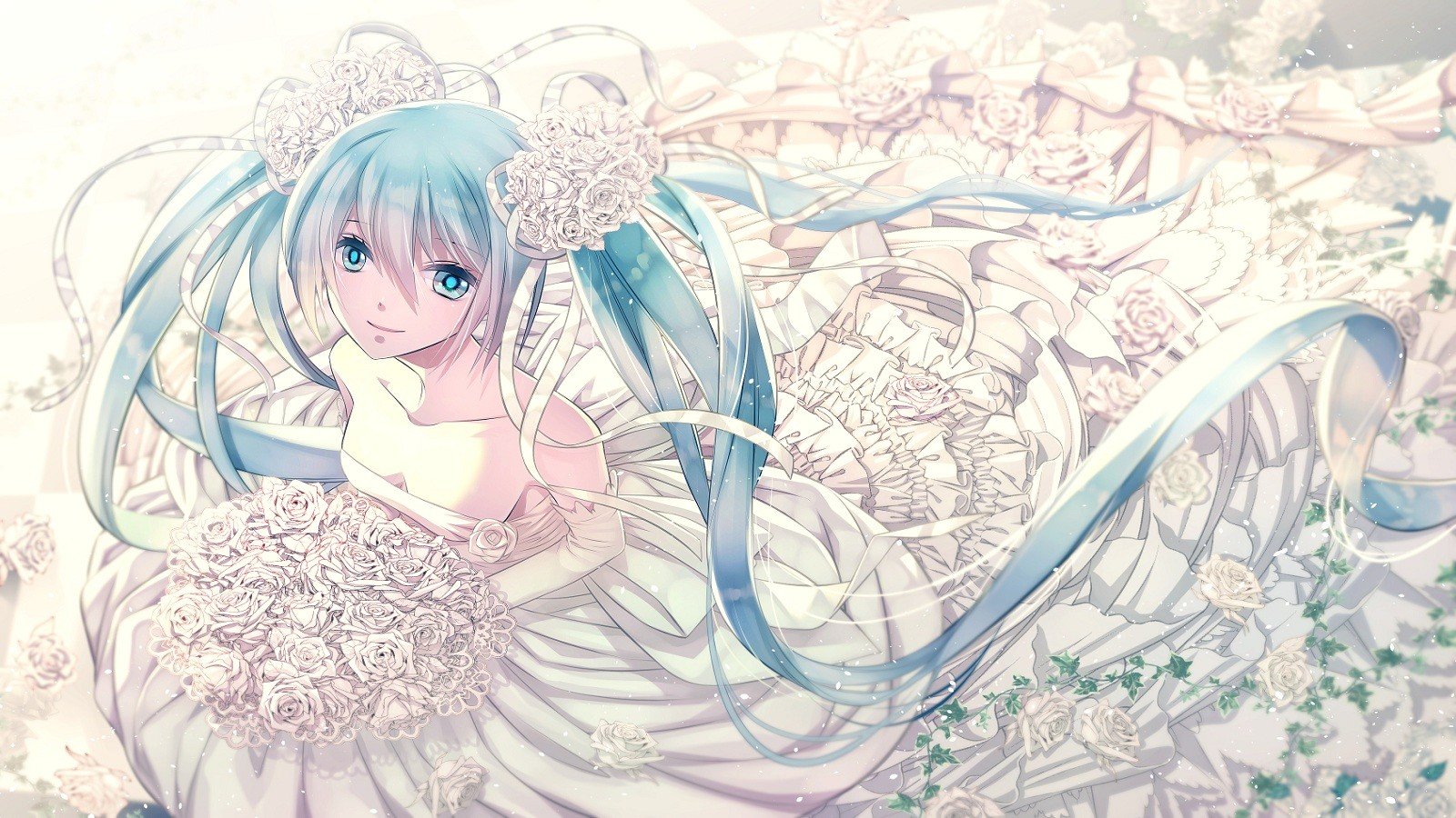 Anime Girls, Weddings, Long Hair - Hatsune Miku Wedding , HD Wallpaper & Backgrounds