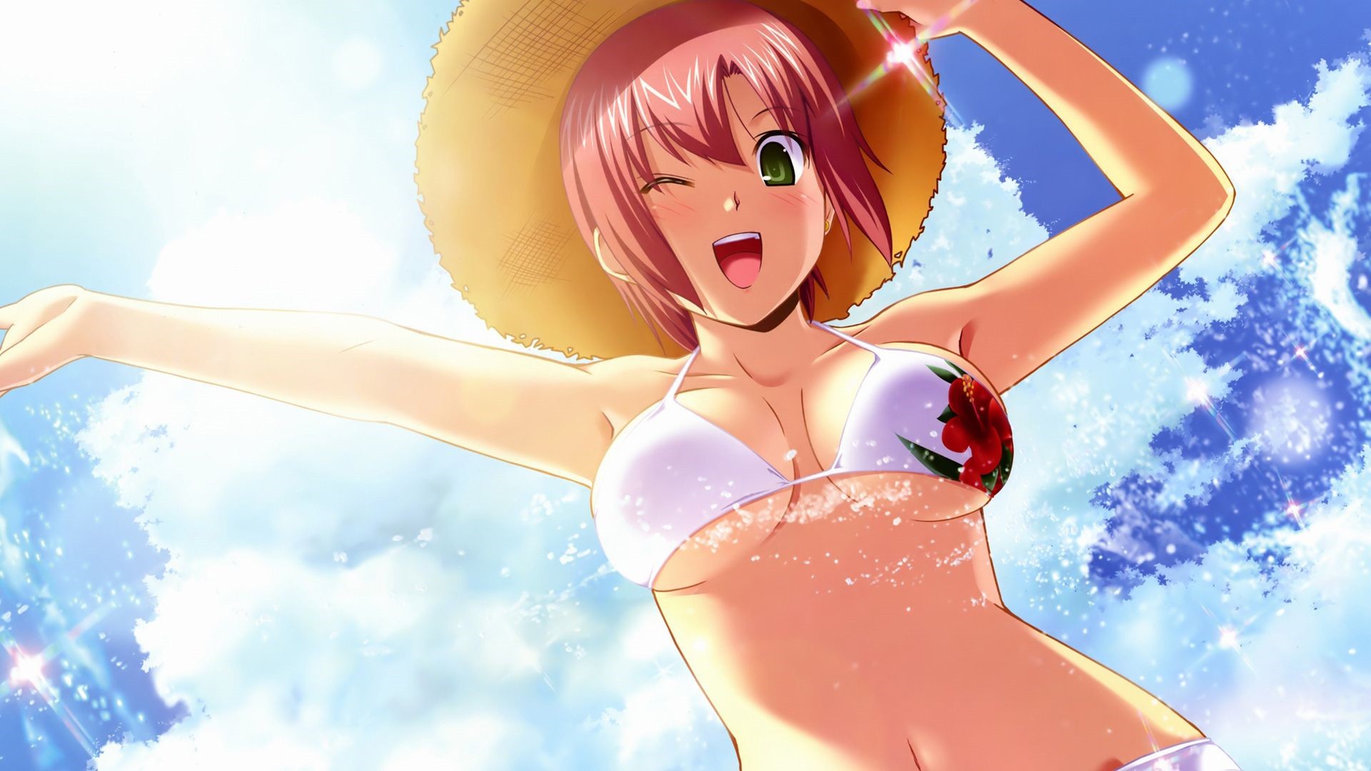 Cute Swimsuit Anime Beautiful Wallpaper Hd Download - Anime Swimsuit Cute Girls , HD Wallpaper & Backgrounds