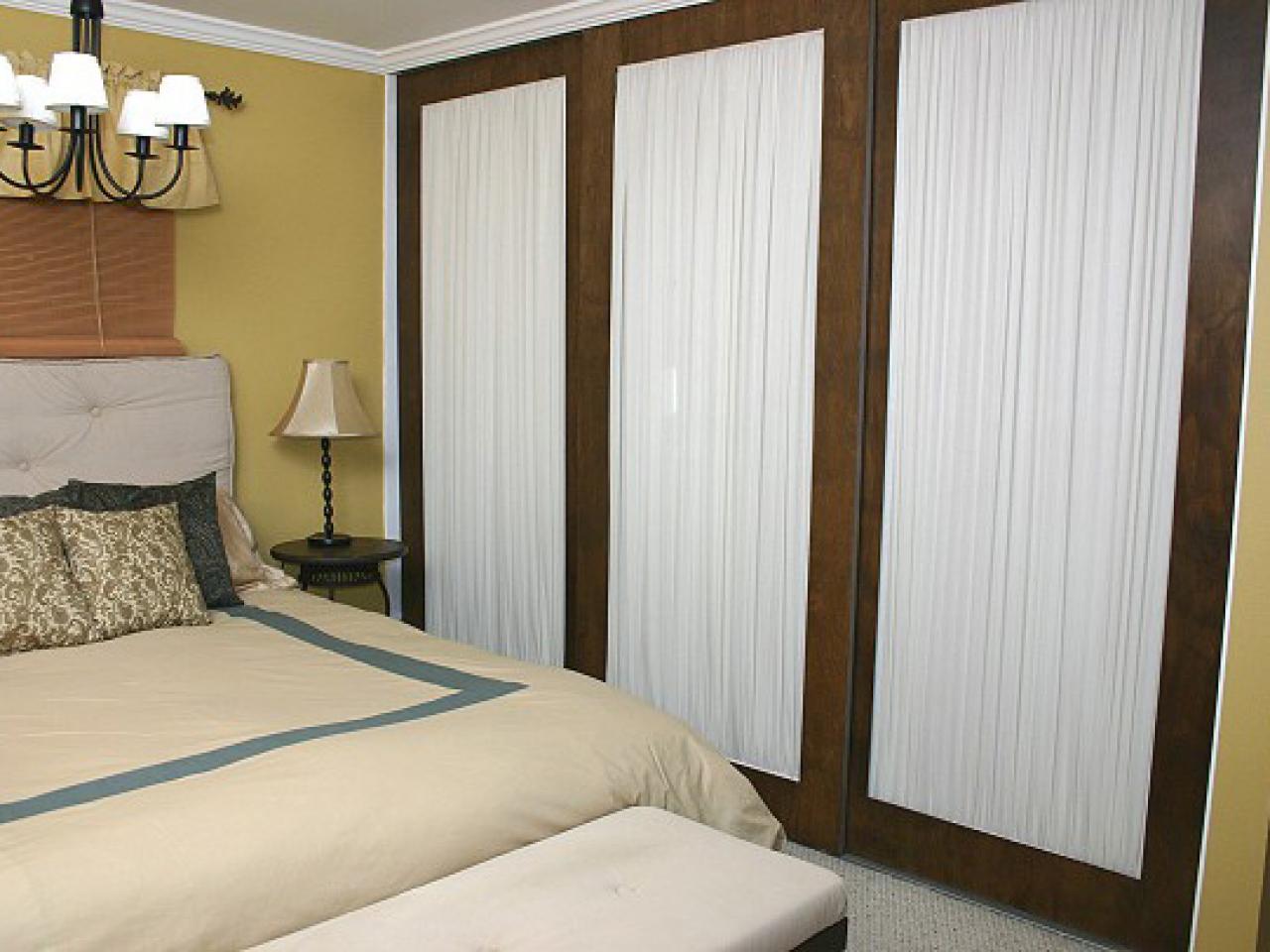 Sliding Closet Doors For Bedrooms Diy Mirrored Door - Wardrobe Doors With Curtains , HD Wallpaper & Backgrounds