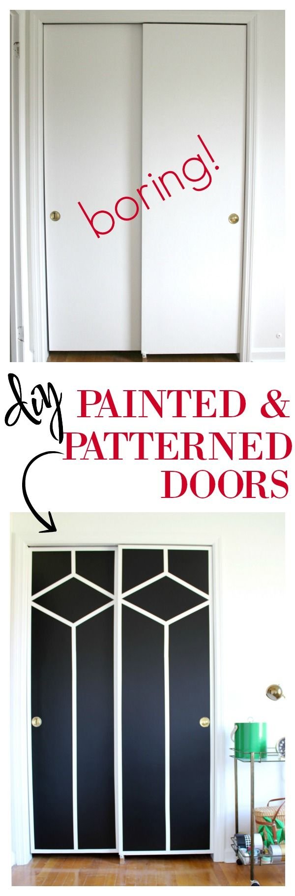 Diy Mirrored Closet Door Makeover Sliding Ideas Home - Painted Closet Doors Ideas , HD Wallpaper & Backgrounds