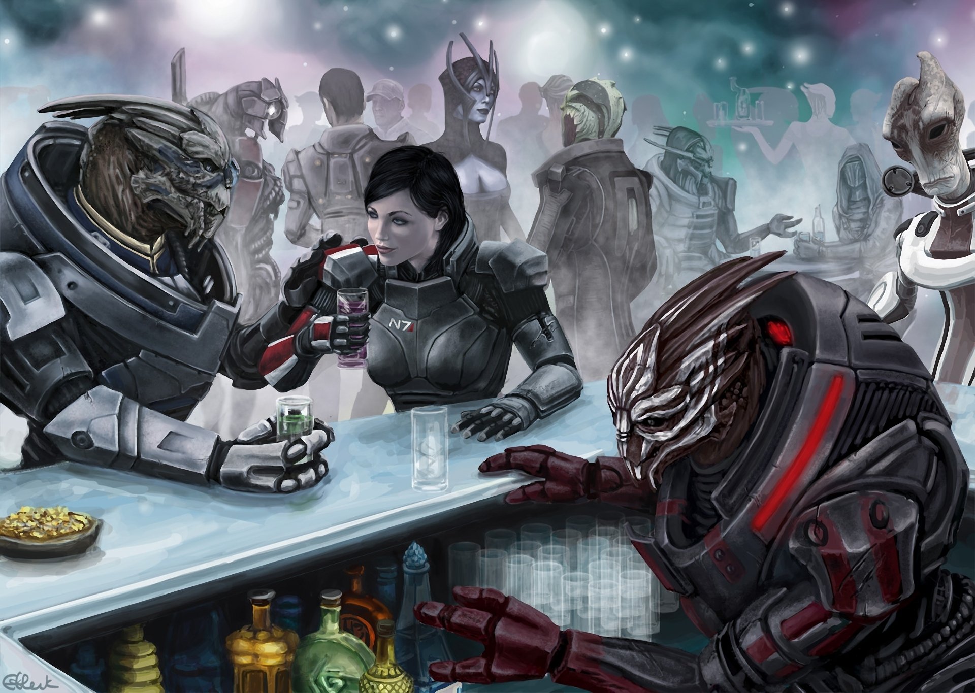 Wait A Sec, Most Of These People Are Dea- Oh - Mass Effect Meet Me At The Bar , HD Wallpaper & Backgrounds