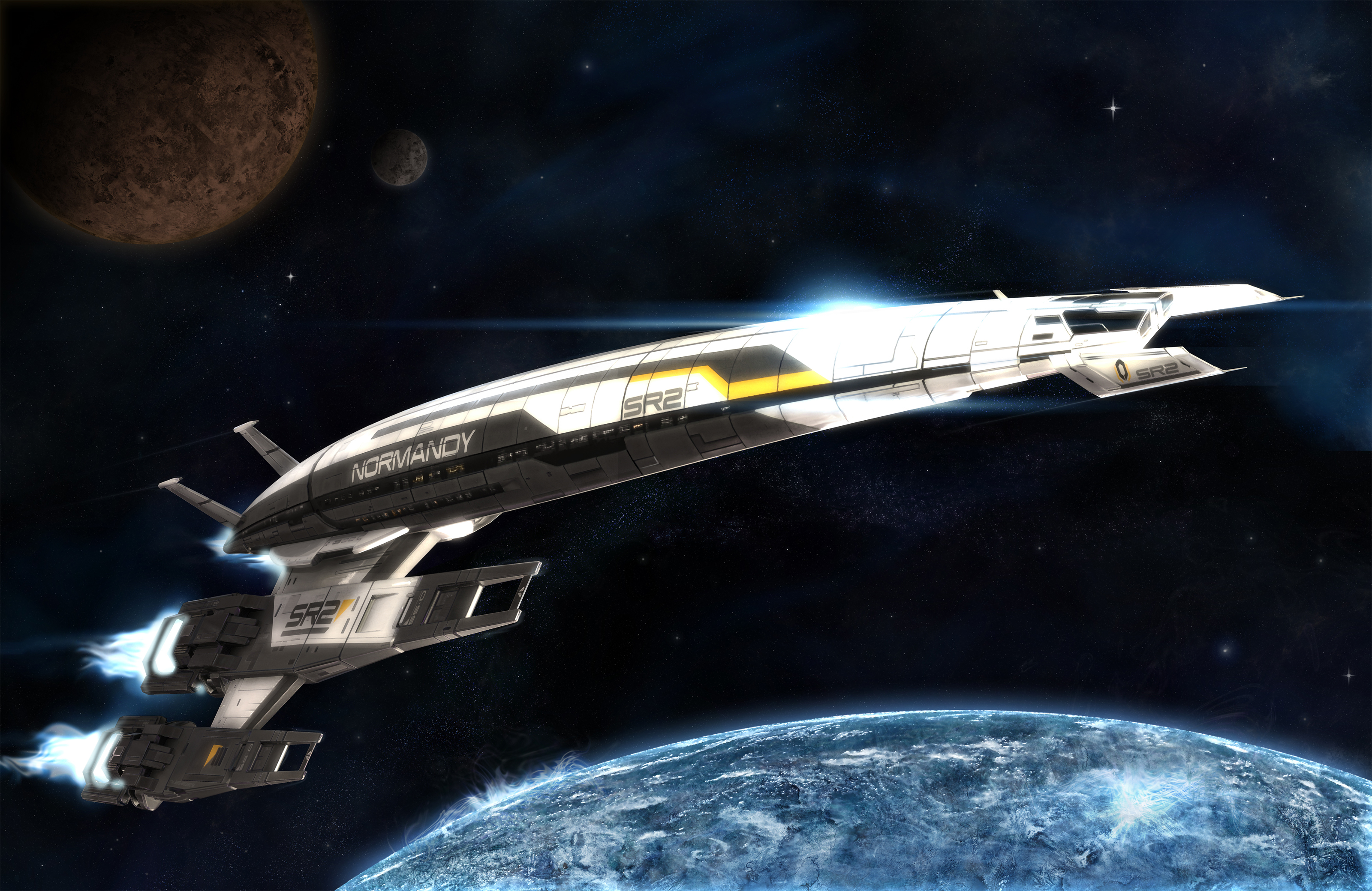Spaceships, Mass Effect 2, Vehicles, Mass Effect Normandy - Космический Корабль Mass Effect , HD Wallpaper & Backgrounds