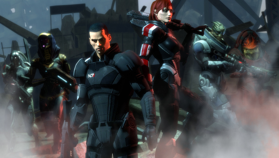 Mass Effect, Shepard, Krogan, Tali Zorah, Urdnot Wrex, - Fem Shepard Mass Effect , HD Wallpaper & Backgrounds