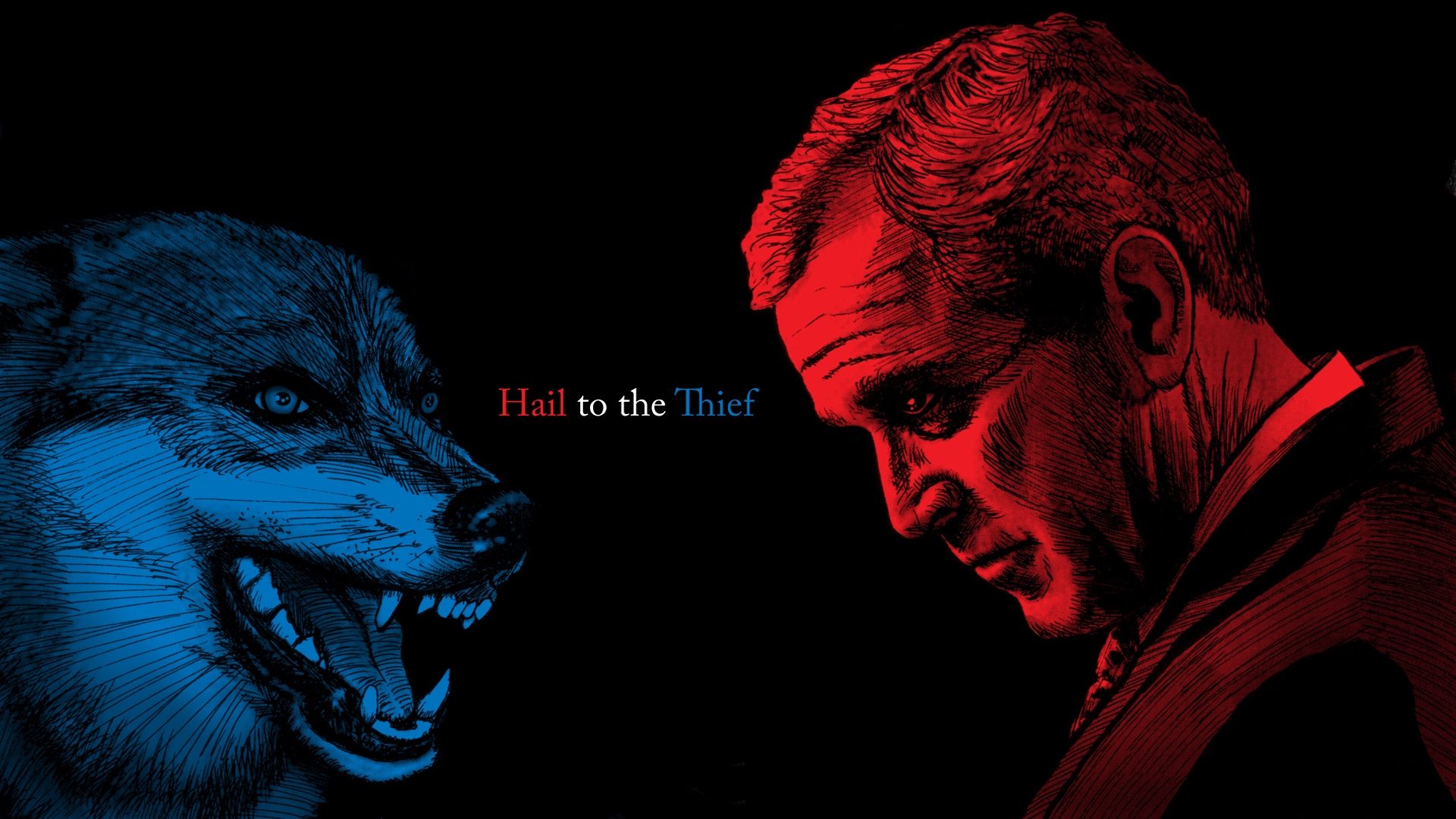 George W Bush Black Background Wolves Wallpaper Art - Art Inspired By Radiohead , HD Wallpaper & Backgrounds
