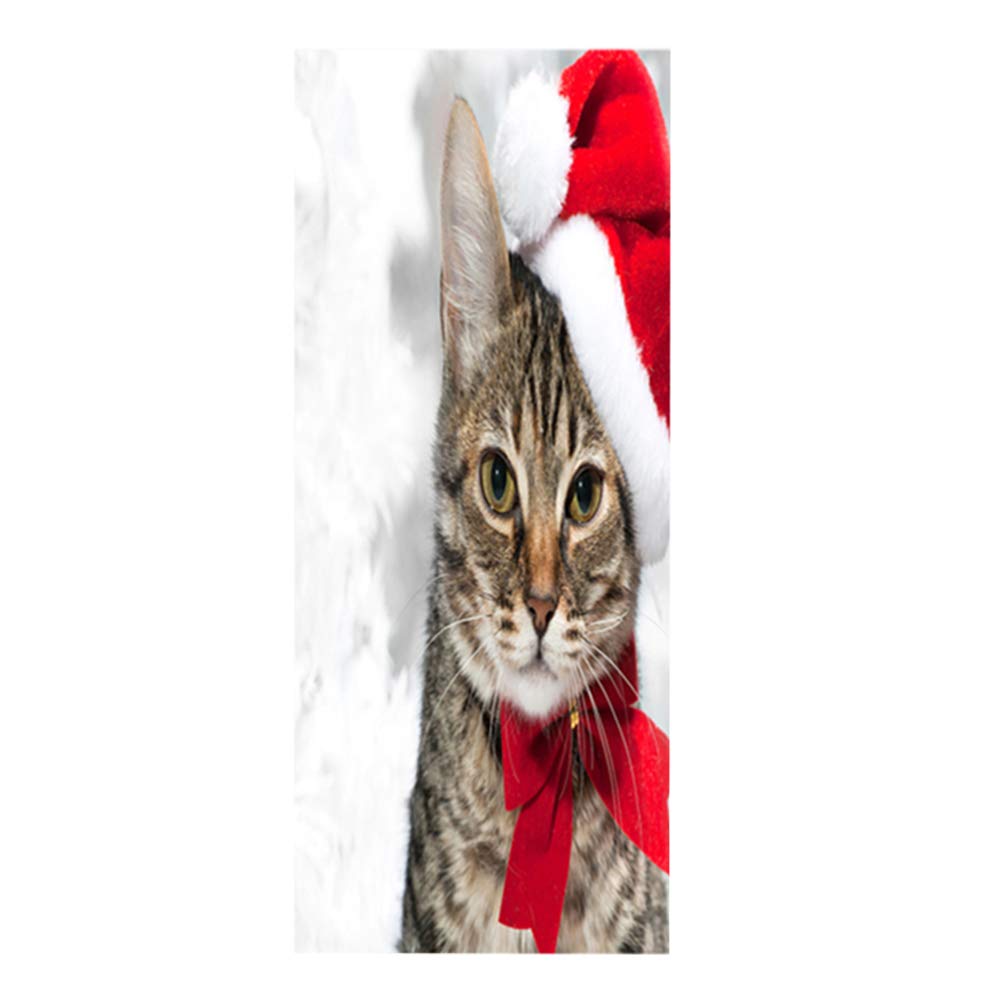Vosarea Christmas 3d Door Stickers Self Adhesive Door - Tabby Cat , HD Wallpaper & Backgrounds